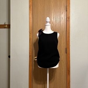 J. Crew NWT Size 00 Solid Black w/Sequin Shoulder Bow Drapey Tank Top